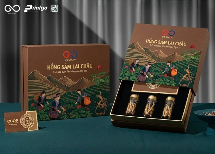 Giải pháp bao bì hồng sâm Lai Châu OCOP chuẩn quốc tế cho doanh nghiệp