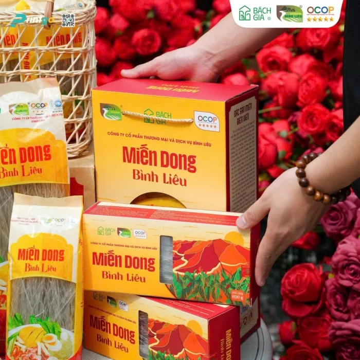 Bao bì Miến dong Bình Liêu giúp sản phẩm trở thành món quà biếu tặng dịp lễ tết