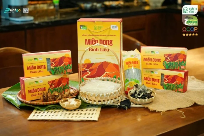 Bao bì Miến dong Bình Liêu giúp sản phẩm trở thành món quà biếu tặng dịp lễ tết