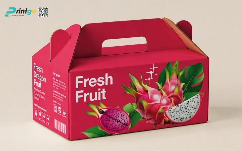 Mẫu thùng carton đựng thanh long​ xuất khẩu có quai xách