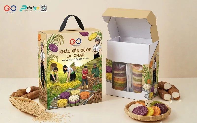 Mẫu cải tiến bao bì nông sản OCOP Lai Châu khẩu xén