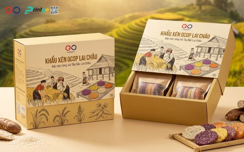 Mẫu cải tiến bao bì nông sản OCOP Lai Châu khẩu xén