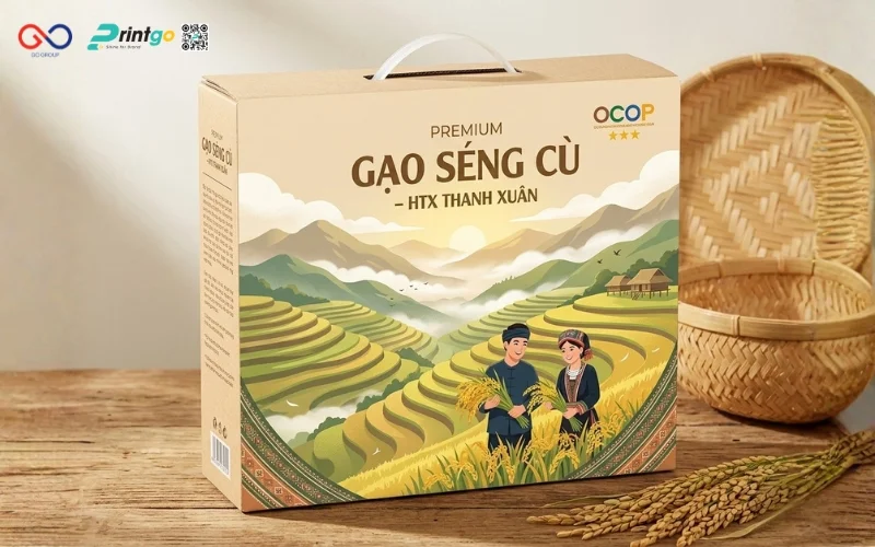 Mẫu cải tiến bao bì nông sản OCOP Lai Châu gạo Séng Cù