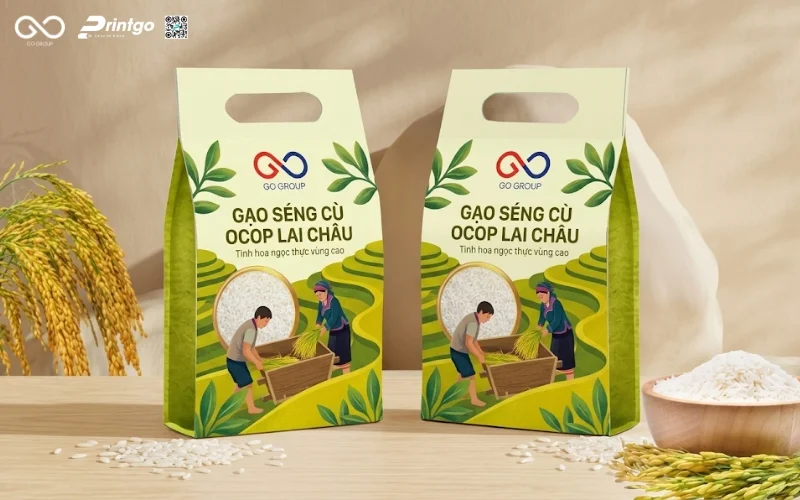 Mẫu cải tiến bao bì nông sản OCOP Lai Châu gạo Séng Cù