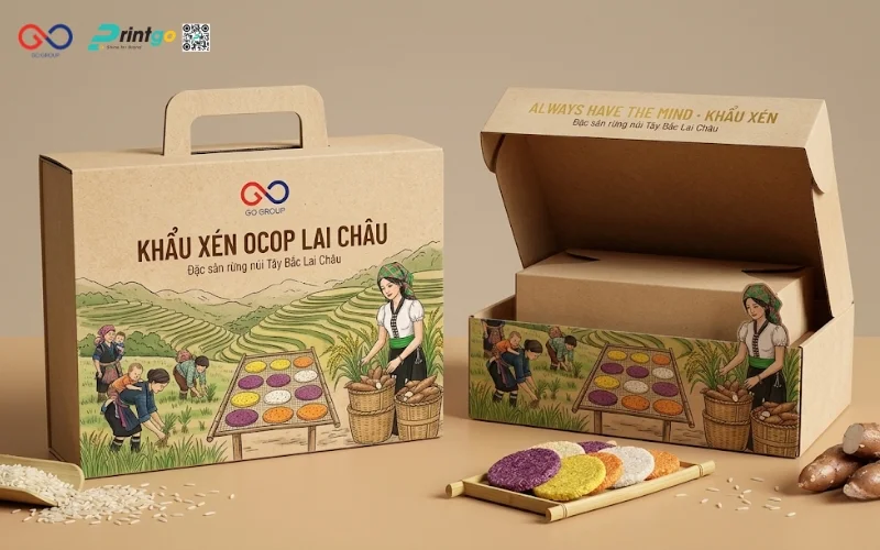 Mẫu cải tiến bao bì nông sản OCOP Lai Châu khẩu xén