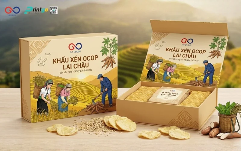 Mẫu cải tiến bao bì nông sản OCOP Lai Châu khẩu xén