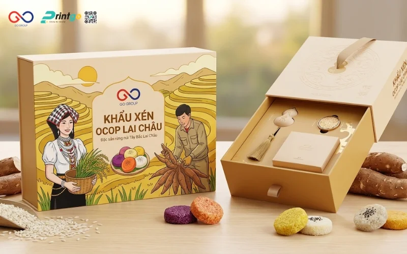 Mẫu cải tiến bao bì nông sản OCOP Lai Châu khẩu xén