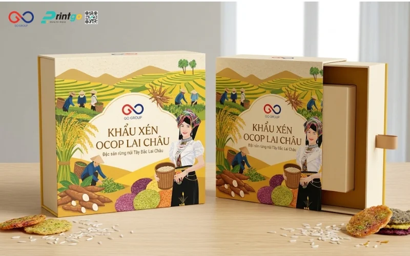 Mẫu cải tiến bao bì nông sản OCOP Lai Châu khẩu xén