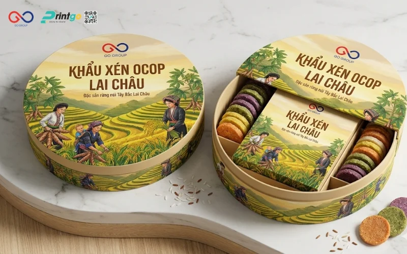 Mẫu cải tiến bao bì nông sản OCOP Lai Châu khẩu xén