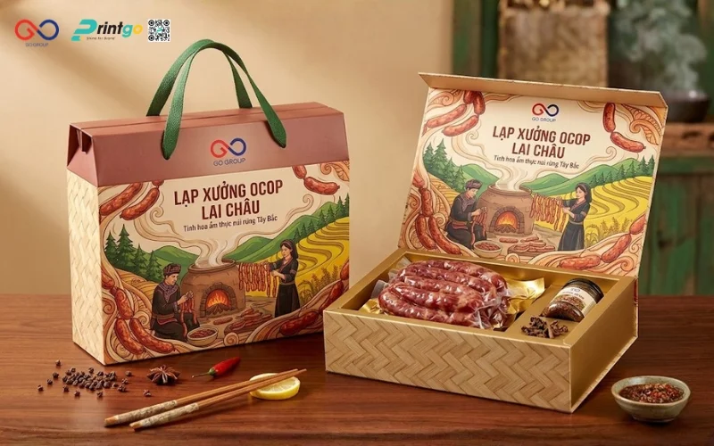 Mẫu cải tiến bao bì nông sản OCOP Lai Châu lạp xưởng Tây Bắc