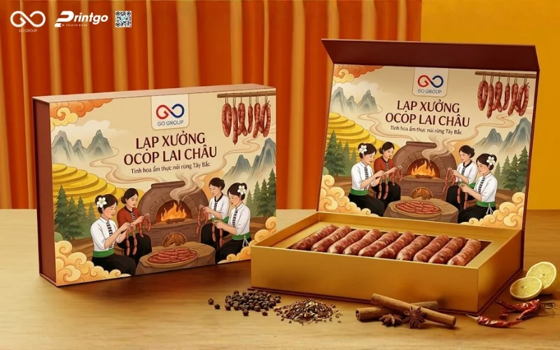 Mẫu cải tiến bao bì nông sản OCOP Lai Châu lạp xưởng Tây Bắc