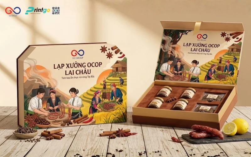 Mẫu cải tiến bao bì nông sản OCOP Lai Châu lạp xưởng Tây Bắc