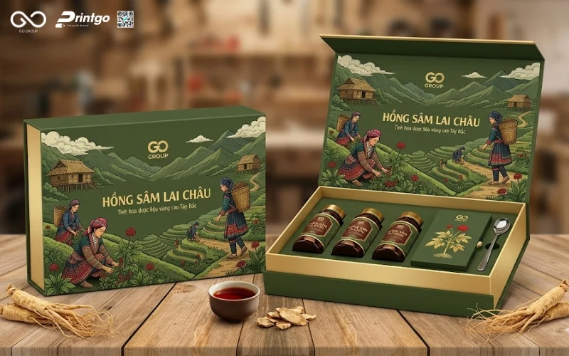 Mẫu cải tiến bao bì nông sản OCOP Lai Châu sâm rừng