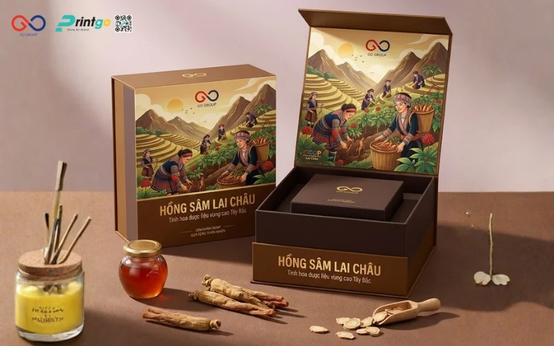 Mẫu cải tiến bao bì nông sản OCOP Lai Châu sâm rừng