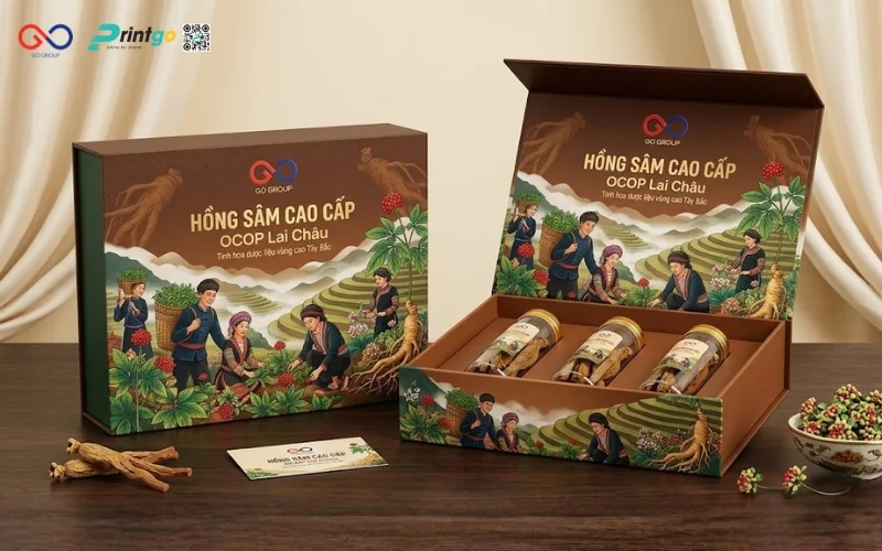 Mẫu cải tiến bao bì nông sản OCOP Lai Châu sâm rừng