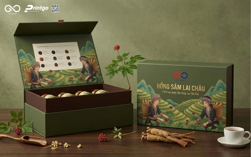 Mẫu cải tiến bao bì nông sản OCOP Lai Châu sâm rừng