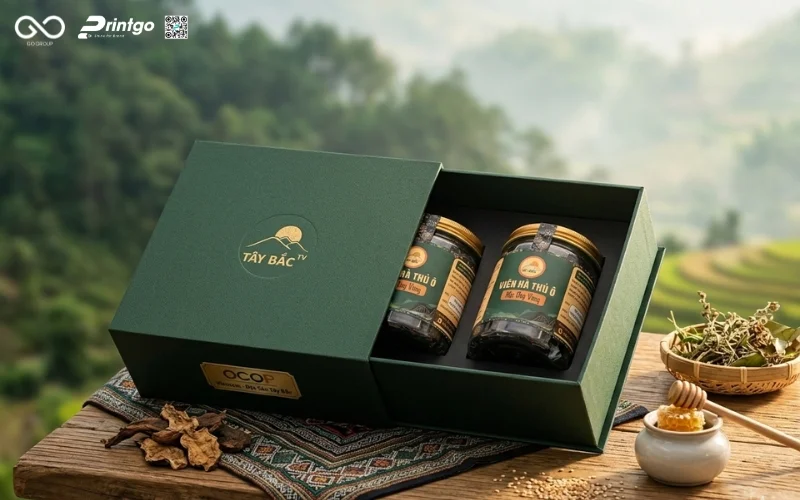 Mẫu cải tiến bao bì nông sản OCOP viên hà thủ ô mật ong vừng