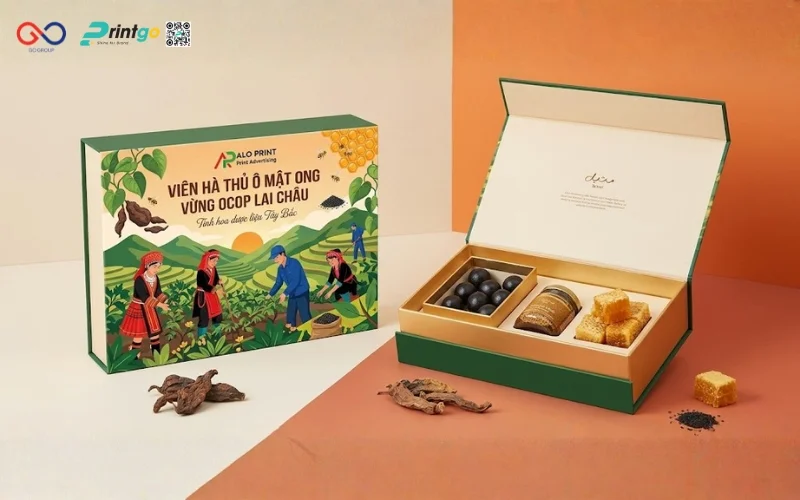 Mẫu cải tiến bao bì nông sản OCOP viên hà thủ ô mật ong vừng