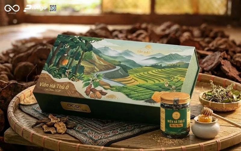 Mẫu cải tiến bao bì nông sản OCOP viên hà thủ ô mật ong vừng