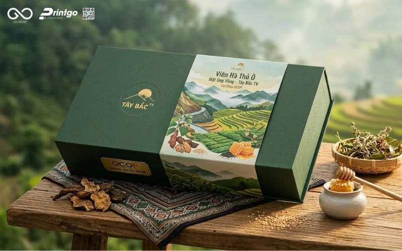 Mẫu cải tiến bao bì nông sản OCOP viên hà thủ ô mật ong vừng