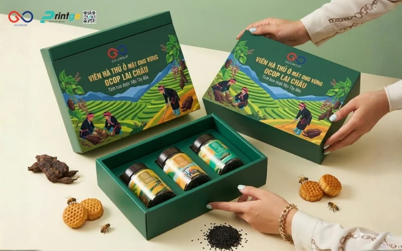 Mẫu cải tiến bao bì nông sản OCOP viên hà thủ ô mật ong vừng