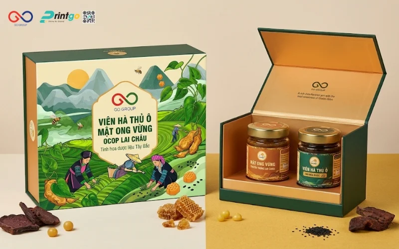 Mẫu cải tiến bao bì nông sản OCOP viên hà thủ ô mật ong vừng