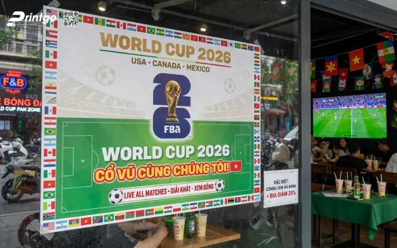 Dịch vụ in decal dán cửa kính World Cup 2026 tại Printgo
