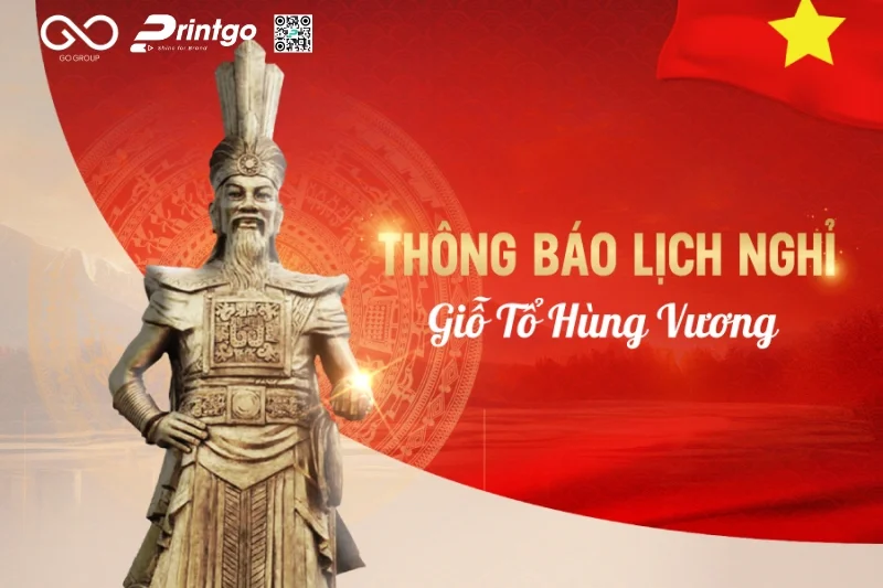 Giỗ Tổ Hùng Vương banner cho fanpage và mạng xã hội thông báo lịch nghỉ