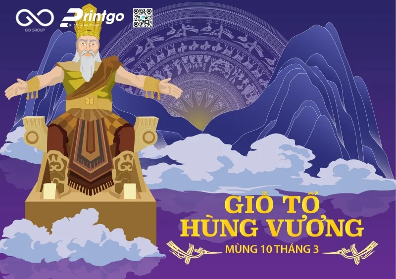 Giỗ Tổ Hùng Vương banner cho doanh nghiệp hiện đại