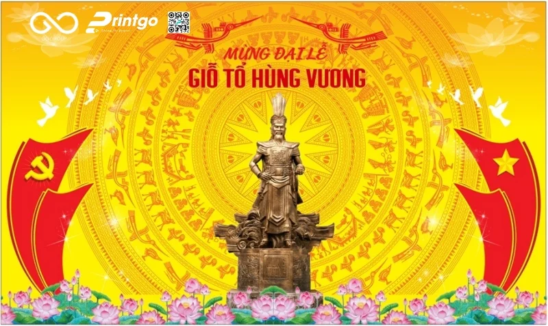 Giỗ Tổ Hùng Vương banner dùng trong sự kiện dễ sử dụng