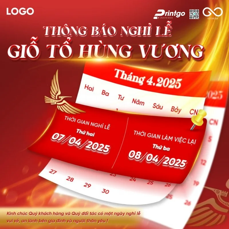 Giỗ Tổ Hùng Vương banner cho fanpage và mạng xã hội nghỉ lễ