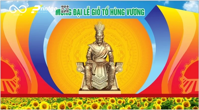 Giỗ Tổ Hùng Vương banner dùng trong sự kiện bắt mắt