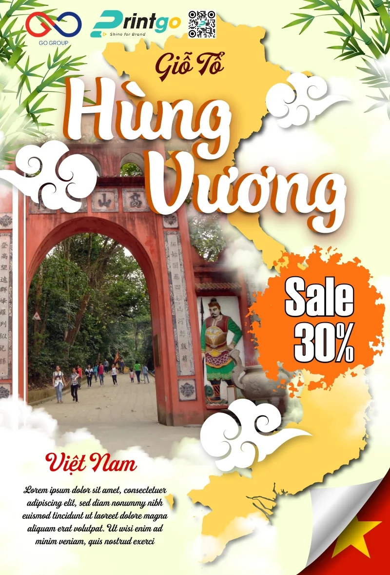 Giỗ Tổ Hùng Vương banner cho fanpage và mạng xã hội khuyến mãi
