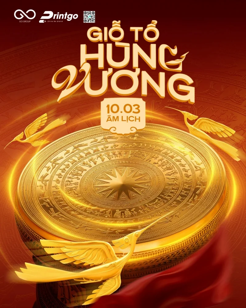 Giỗ Tổ Hùng Vương banner cho doanh nghiệp thiết kế tỉ mỉ