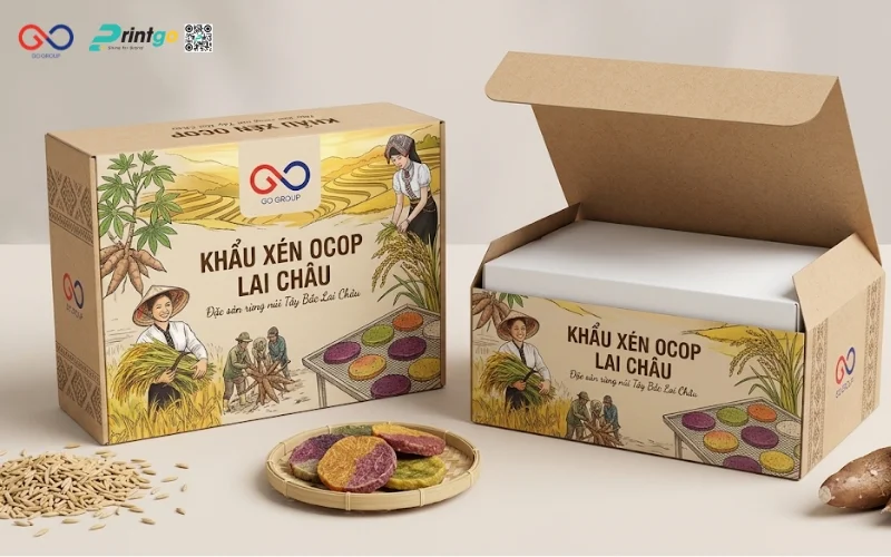 Mẫu cải tiến bao bì nông sản OCOP Lai Châu khẩu xén