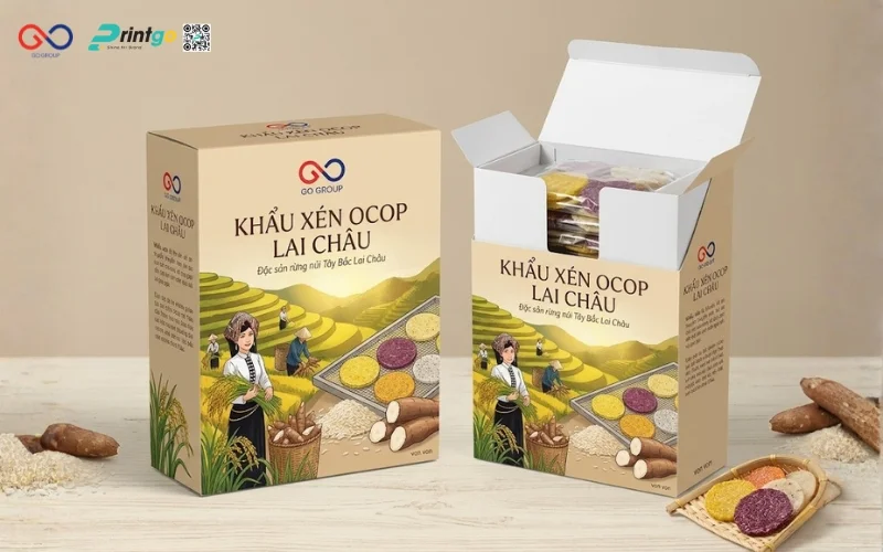 Mẫu cải tiến bao bì nông sản OCOP Lai Châu khẩu xén