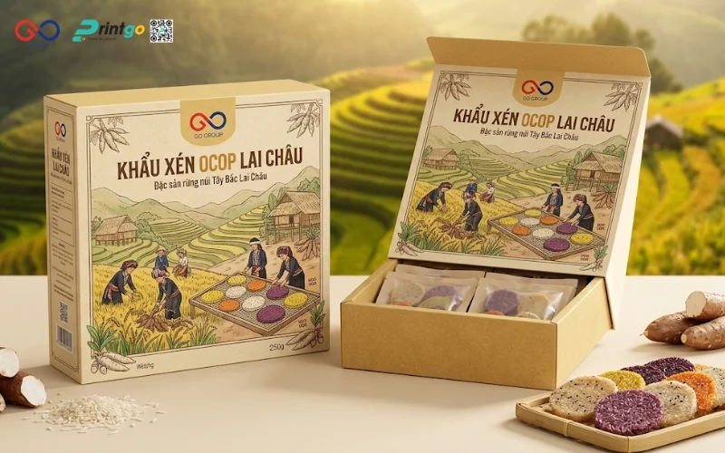 Mẫu cải tiến bao bì nông sản OCOP Lai Châu khẩu xén