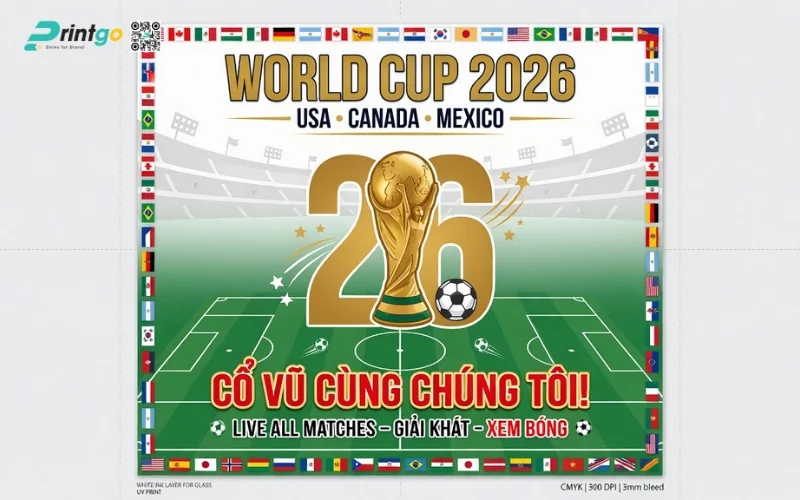 Trọn bộ 99 mẫu decal dán cửa kính World Cup 2026 đẹp