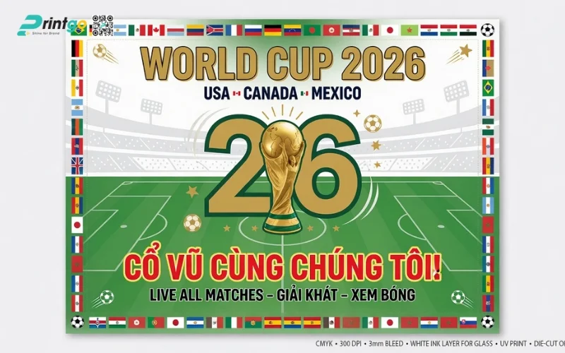 Trọn bộ 99 mẫu decal dán cửa kính World Cup 2026 đẹp