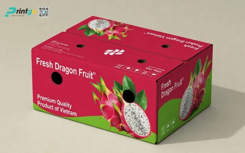 Mẫu thùng carton đựng 10 quả thanh long