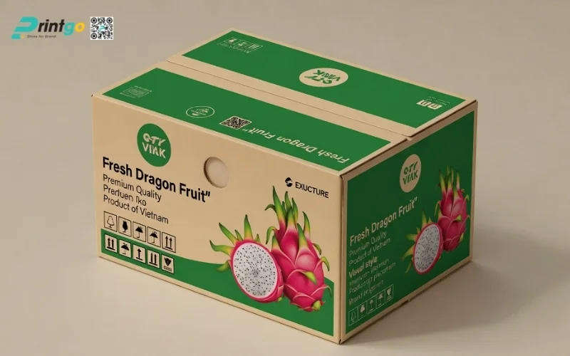 Mẫu thùng carton đựng 10 quả thanh long