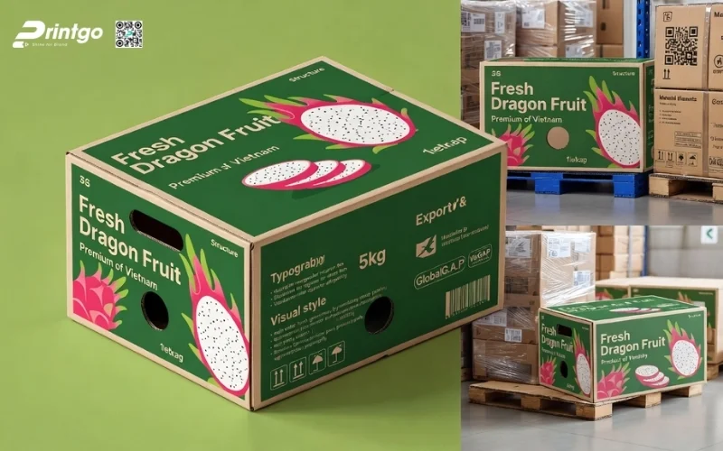 Mẫu thùng carton đựng 10 quả thanh long