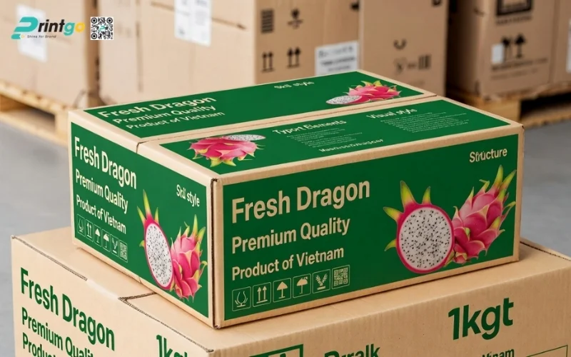 Mẫu thùng carton đựng 10 quả thanh long