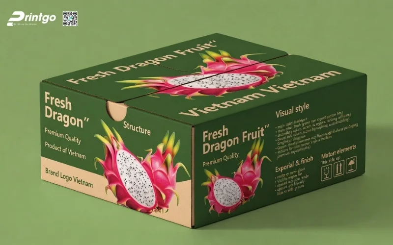 Mẫu thùng carton đựng 10 quả thanh long