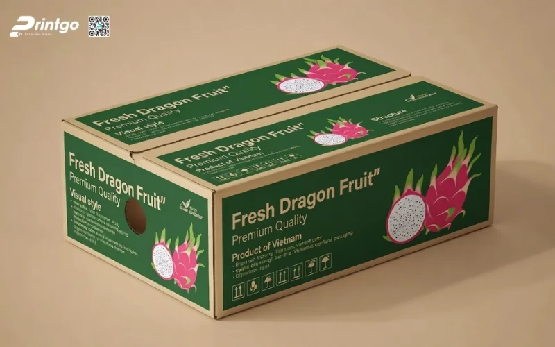 Mẫu thùng carton đựng 10 quả thanh long