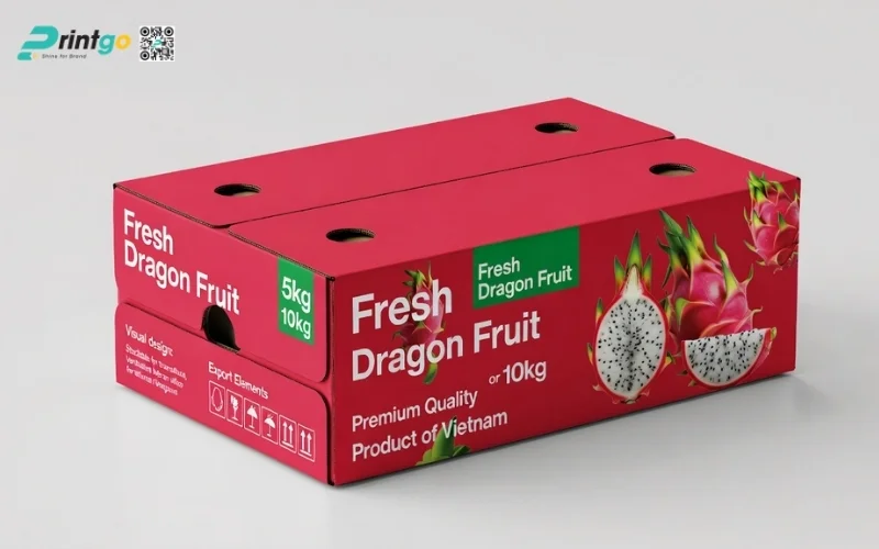 Mẫu thùng carton đựng 10 quả thanh long