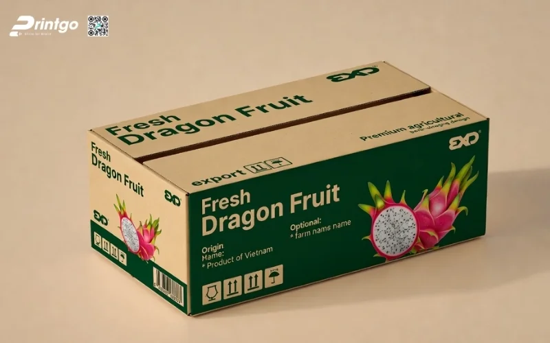 Mẫu thùng carton đựng 10 quả thanh long