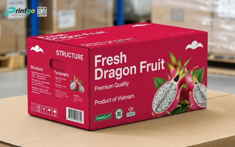 Mẫu thùng carton đựng 10 quả thanh long
