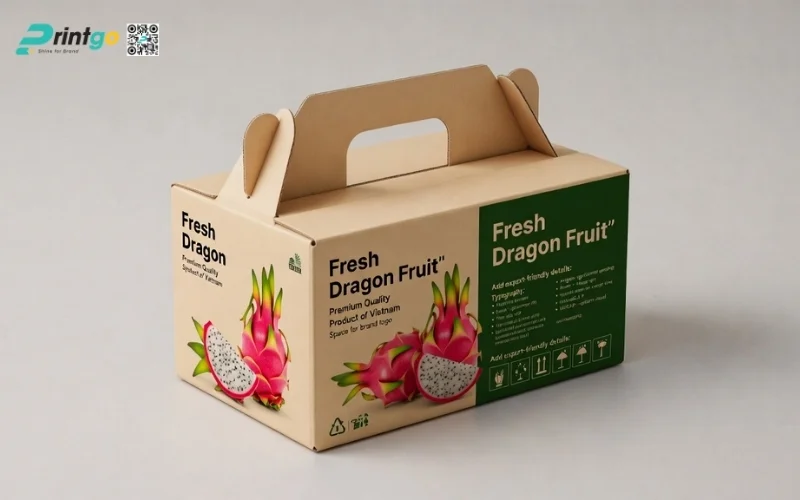 Mẫu thùng carton đựng thanh long​ xuất khẩu có quai xách