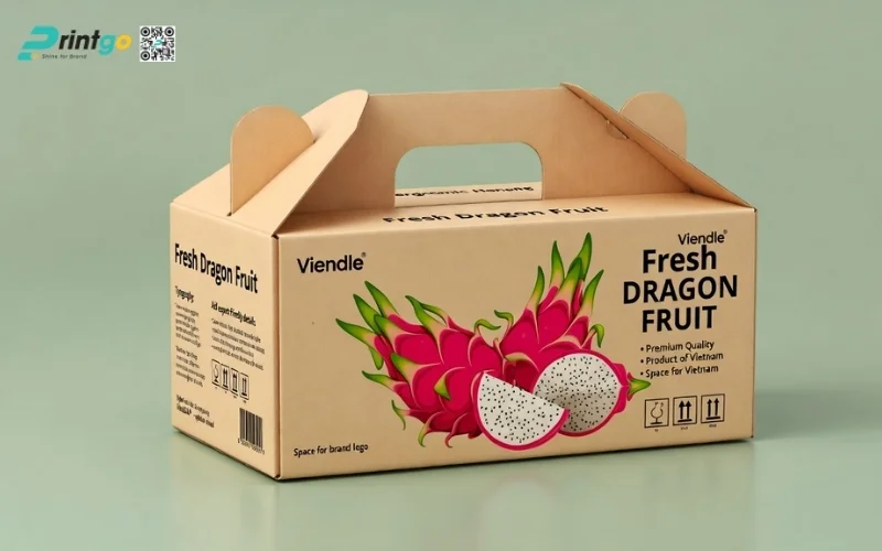 Mẫu thùng carton đựng thanh long​ xuất khẩu có quai xách